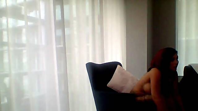 Hot brunette babe goes crazy jerking part5