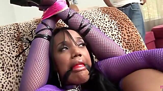 Bigger Cock - Ebony Slut Kapri Gives A Blowjob While Receiving A Big Cock In The Ass