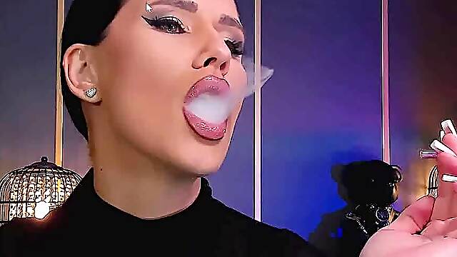 Intense smoking closeup