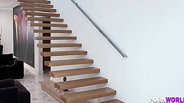 Beautiful blonde MILF with big, firm tits, Rachael Cavalli is having casual sex with a rich guy