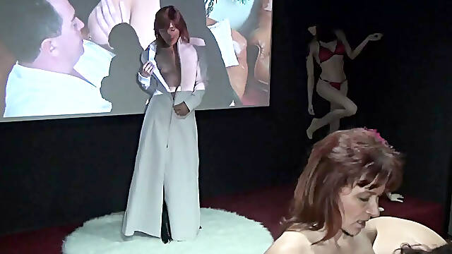 Cinema scene with old women and big asses & tits