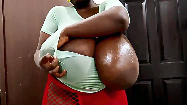 Black bbw huge natural boobs smutty porn scene