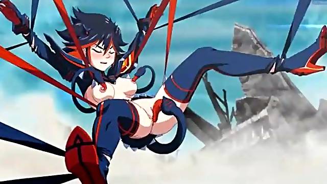 Hawt Ryoko Matoi got fastened up and stuffed with Senketsus tentacles, until this babe started screaming