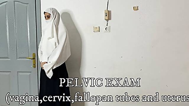 HIJAB WOMAN PELVIC EXAM: vagina cervix fallopan tubes and uterus