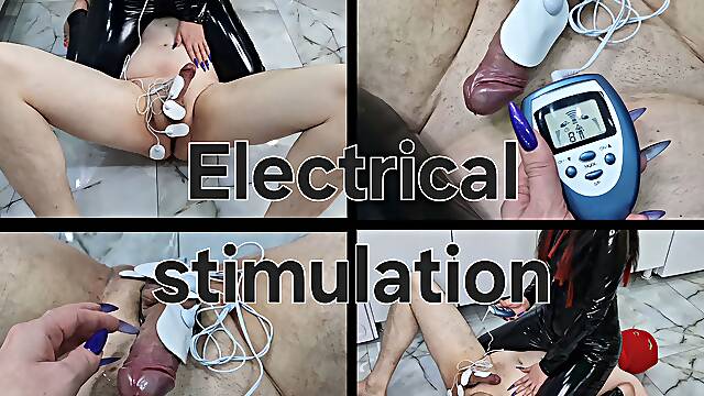 Electro BDSM, Dominatrix Nika Plays with Slave's Balls and Dick